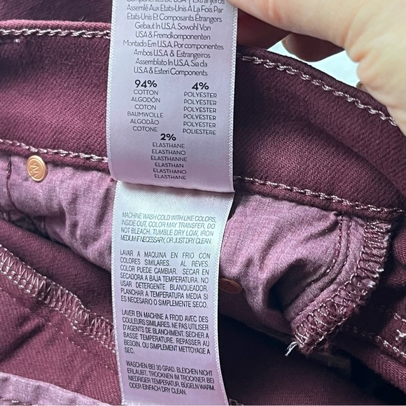 Mother The Rascal Sliced Up Heel Burgundy Play Date Denim Jean Women Size 26 NEW - Picture 5 of 16